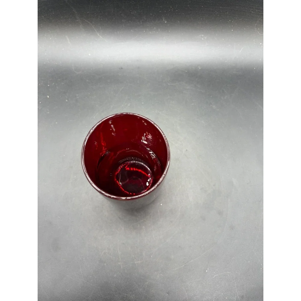 Vintage Ruby Red Glass Tumbler 4.25 Inch Cranberry Juice Water Glass